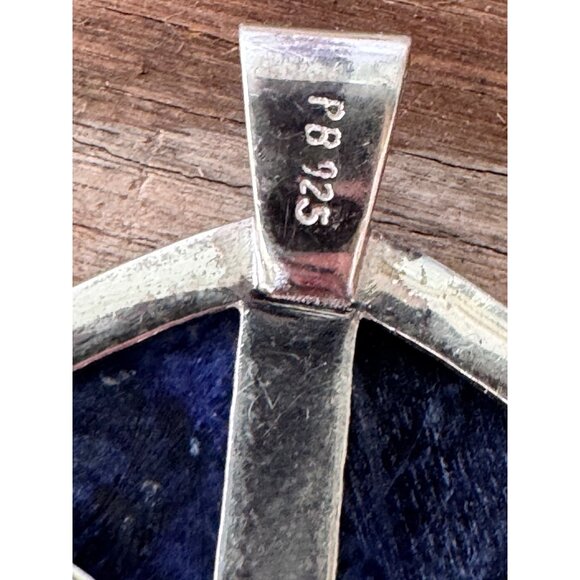 Sterling Silver Pendant With Sodalite & Mother Of Pearl 18.0g - Picture 5 of 7